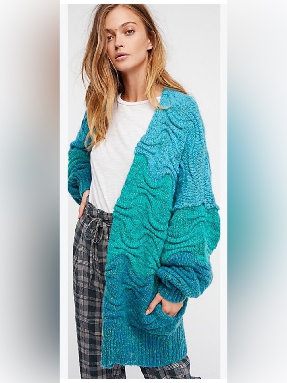 free people Aquatic cardigan sweater